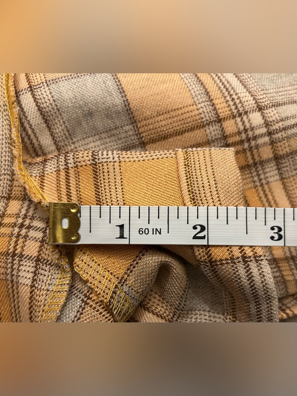Lulus Mustard & Beige Plaid Wrap Front Skort Shorts Preppy Academia Boho NWT, M - Picture 9 of 14
